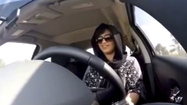 A still from a video Loujain al-Hathloul released in 2014, shortly before she was arrested for driving. 