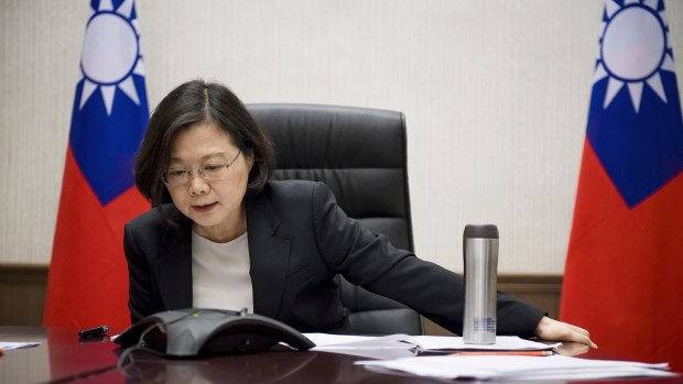 Taiwanese President Tsai Ing-wen speaks with US President-elect Donald Trump on the phone after her election.