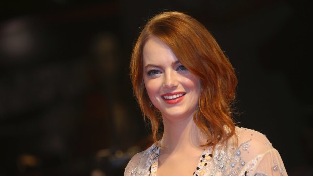 Emma Stone demonstrates the power of red lipstick.