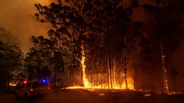 The Liberation Trail fire outside Nana Glen.