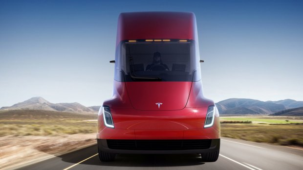 Tesla unveiled the prototype of the futuristic, battery-powered Semi in 2017.