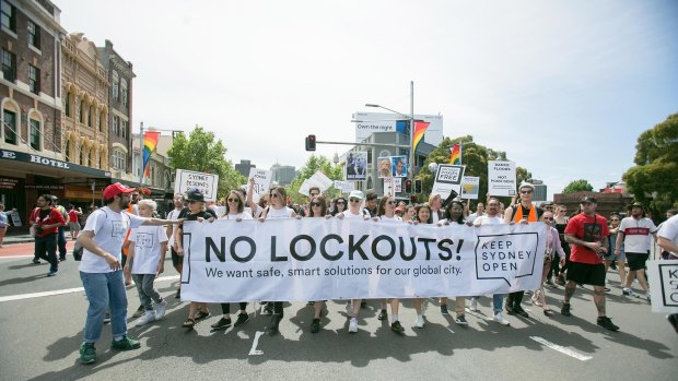 Protestors last year calling for an end to lockout laws.