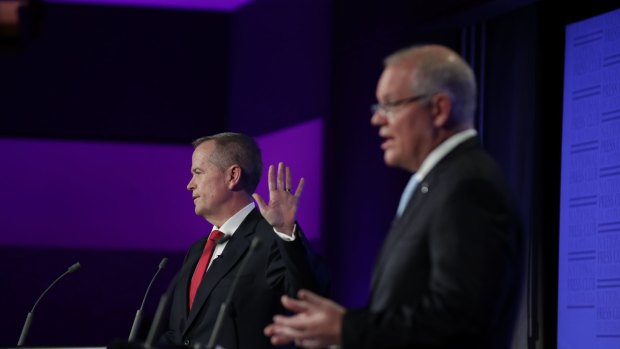 Leaders’ debate with Prime Minister Scott Morrison and Opposition Leader Bill Shorten during the 2019 election campaign.