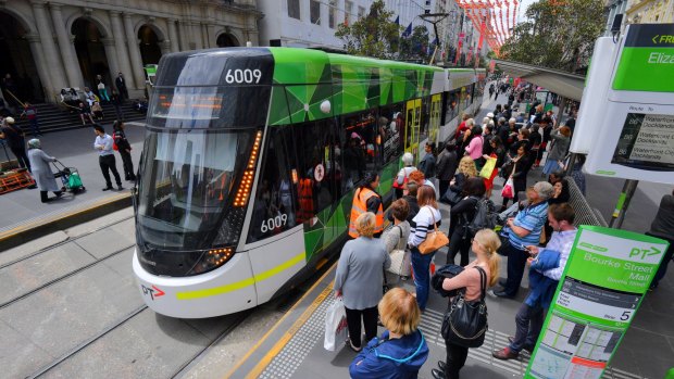 People using trams in the CBD are often crowded in like sardines.