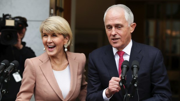 Joint press conference with Prime Minister Malcolm Turnbull and Foreign Affairs Minister Julie Bishop after the Liberal leadership spill on Tuesday.