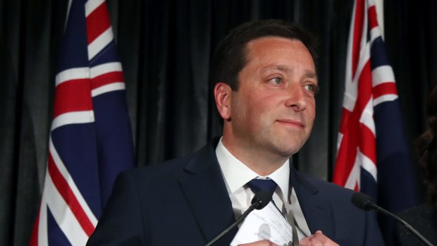 Then Liberal leader Matthew Guy  announces defeat in the state election.