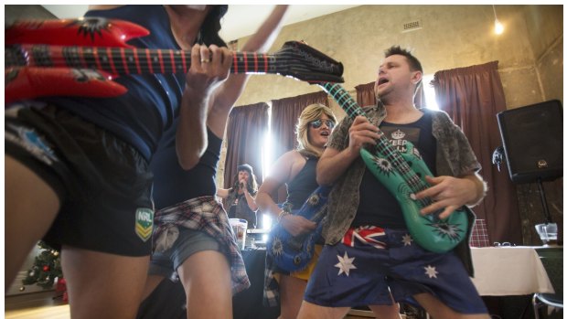 An air guitar competition  can be a popular attraction at Bogan Bingo. 
