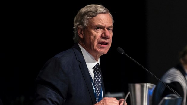 State President Michael Kroger speaks during the Liberal Conference at the Melbourne Park Function Centre. 