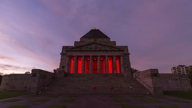 The Anzac Day Dawn Service at the Shrine of Remembrance in Melbourne.