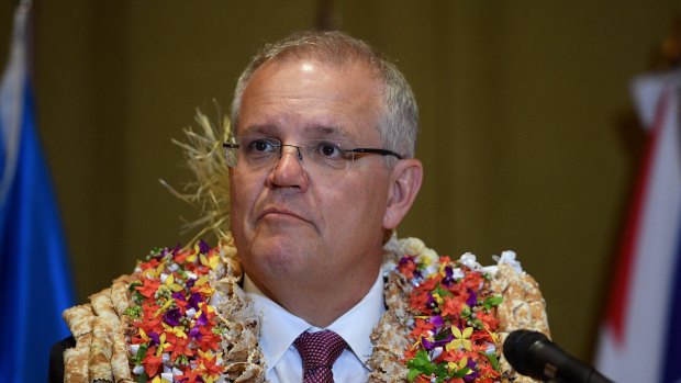 Australian Prime Minister Scott Morrison delivering a keynote address at the University of the South Pacific in Suva, Fiji in January.