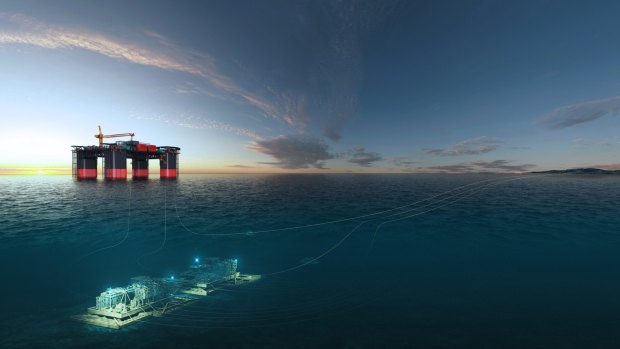 An artist's impression of the underwater gas compression system planned for the Gorgon project. 