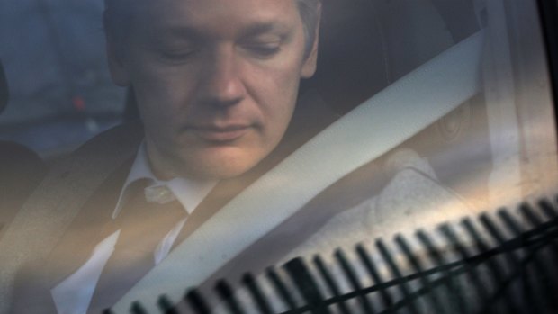 WikiLeaks founder Julian Assange arrives at Belmarsh Magistrate's court in London for an extradition hearing in 2010.