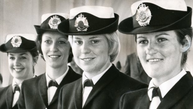 Police Academy graduates in 1973  (from left) Gwen Gillam, Jean Harben, Mary Skahill and Helen Spilsbury.
