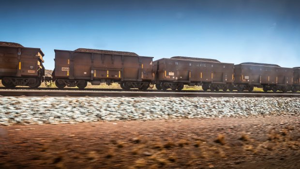 A BHP train in the Pilbara region of Western Australia.