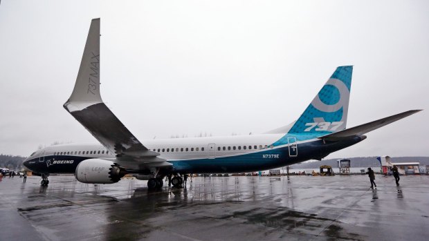 A Boeing 737 MAX 9, with the "AT winglets" being made at the company's factory in Melbourne.  