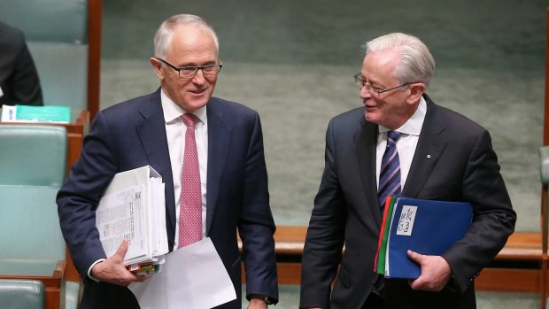 Prime Minister Malcolm Turnbull and Trade Minister Andrew Robb at Parliament House in 2015.