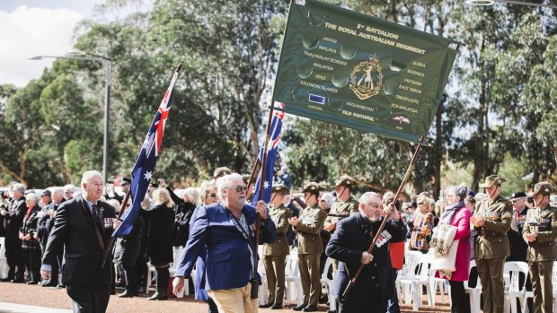 Hundreds applauded as veterans of the battle marched down Anzac Parade in front of the Australian Vietnam Forces National Memorial.