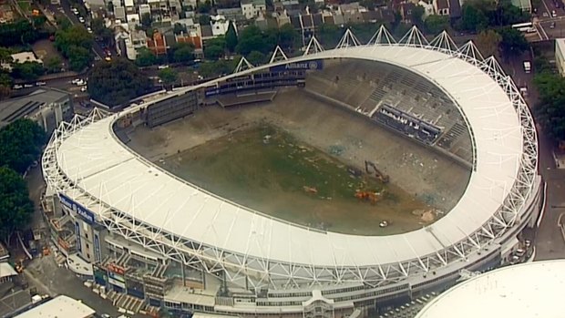 Demolition work underway inside Allianz Stadium.