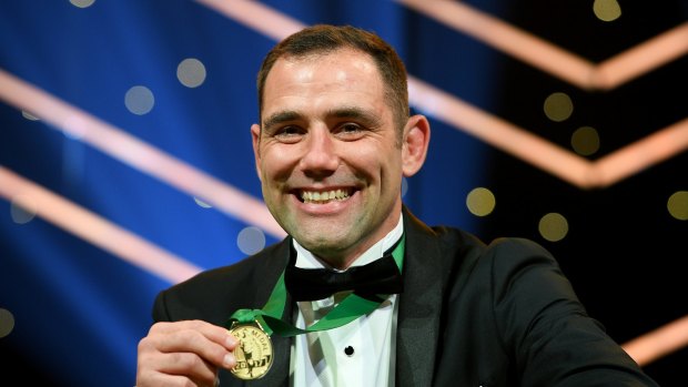 Top gong: Melbourne Storm's Cameron Smith wins the major award at last year's Dally Ms.