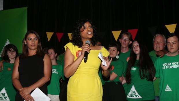 Victorian Greens leader Samantha Ratnam speaks after the party's Northcote byelection win.