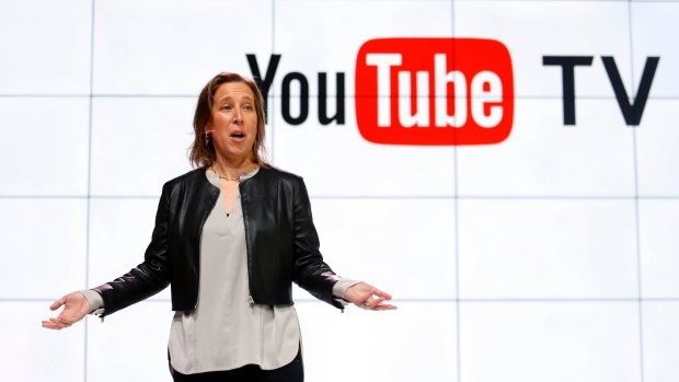 YouTube CEO Susan Wojicki speaks during the introduction of YouTube TV in Los Angeles in 2017.