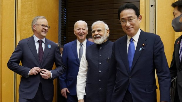 Australian Prime Minister Anthony Albanese, US President Joe Biden, Indian Prime Minister Narendra Modi and Japanese Prime Minister Fumio Kishida at at a Quad summit in Tokyo last year.