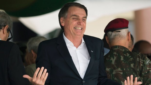 Brazil's President-elect Jair Bolsonaro smiles during a ceremony marking the 73rd anniversary of the Brazilian Paratrooper Infantry Brigade in Rio de Janeiro last month.