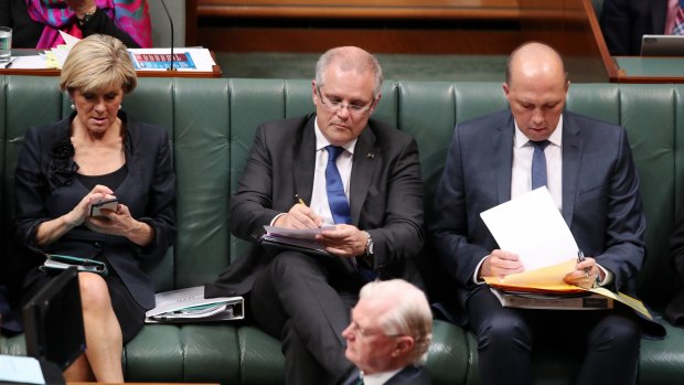Julie Bishop, Scott Morrison and Peter Dutton in May.