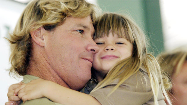 Steve and Bindi Irwin are pictured at Australia Zoo in 2003.