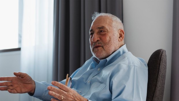 American Nobel economist Joseph Stiglitz, in Sydney to accept the 2018 Sydney Peace Prize on November 13.