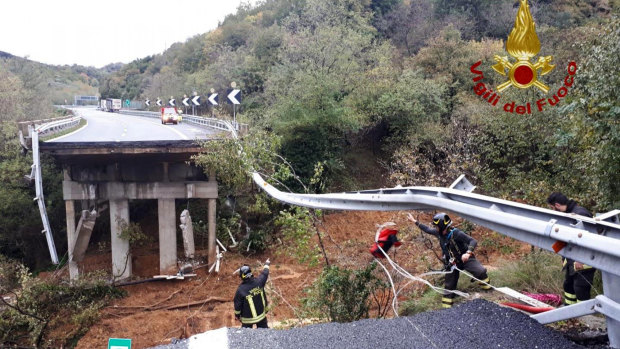 A stretch of the Turin to Savona A6 highway collapsed following heavy rains. 