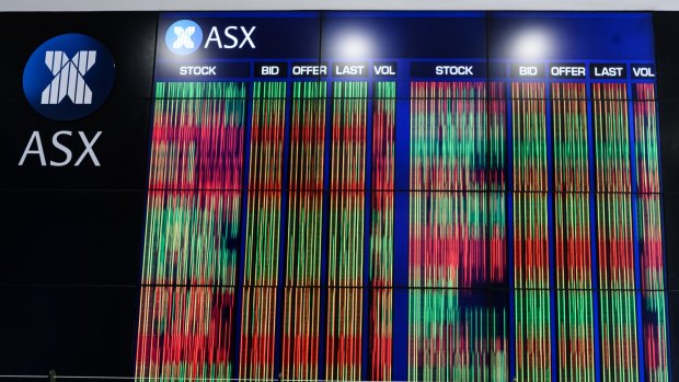 Digital market boards are seen at the Australian Stock Exchange (ASX) in Sydney.
