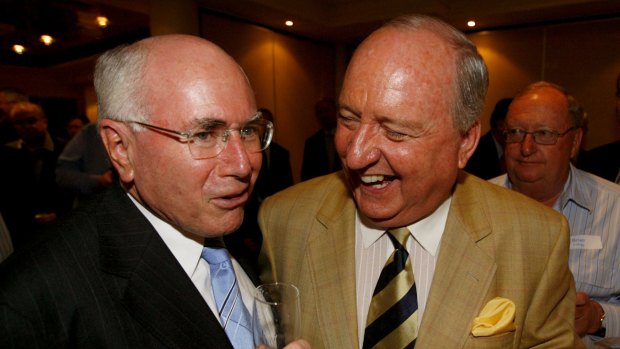 Former prime minister John Howard with Alan Jones at a fundraiser in 2007. 