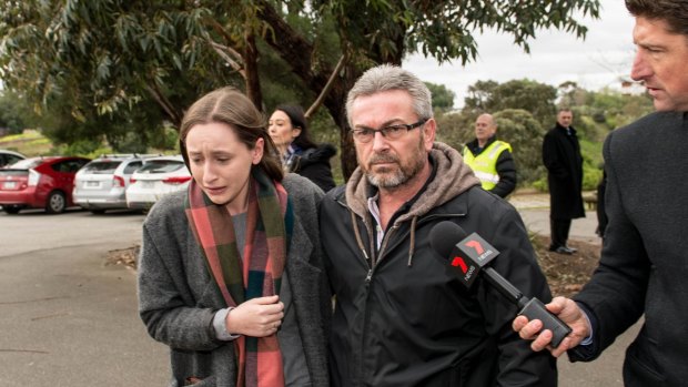 Borce Ristevski, with daughter Sarah, in July 2016 moments after being asked if he killed his wife.