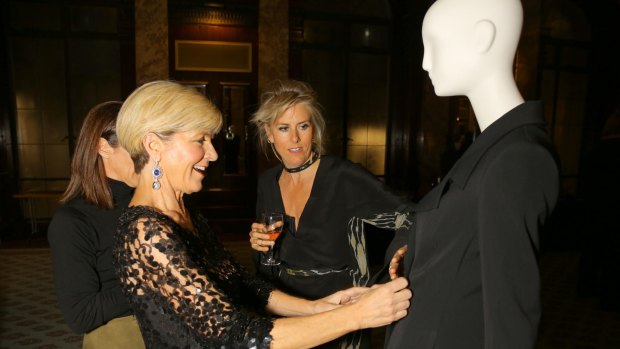 Kit Willow (centre) with then foreign minister Julie Bishop at the Commonwealth Fashion Exchange in London last year.