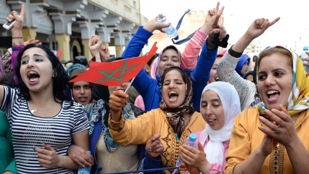 Moroccans call for gender equality on International Women's Day in Rabat in 2017.