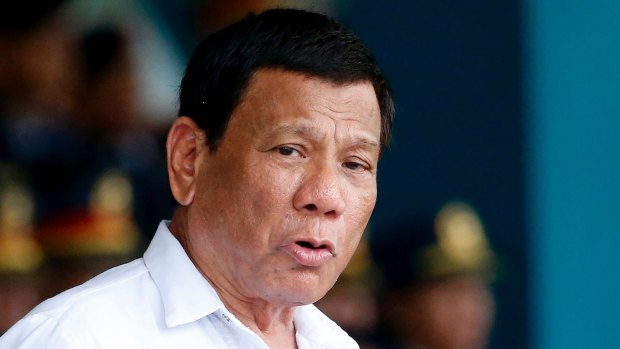 President Rodrigo Duterte gestures while addressing police force to mark the 117th Philippine National Police Service anniversary Quezon city north-east of Manila, in August. 