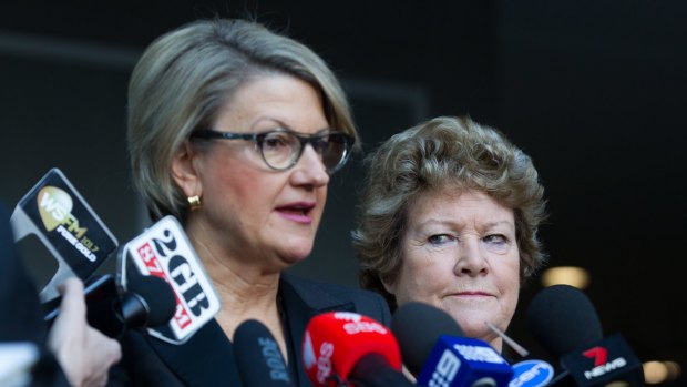 Former NSW Health Minister, Jillian Skinner, right, and secretary of health, Elizabeth Koff in July 2016.