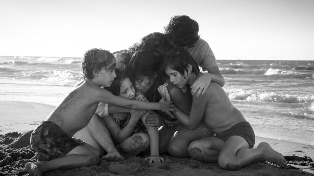 A scene from Alfonso Cuarón's film Roma, for which he won best director.