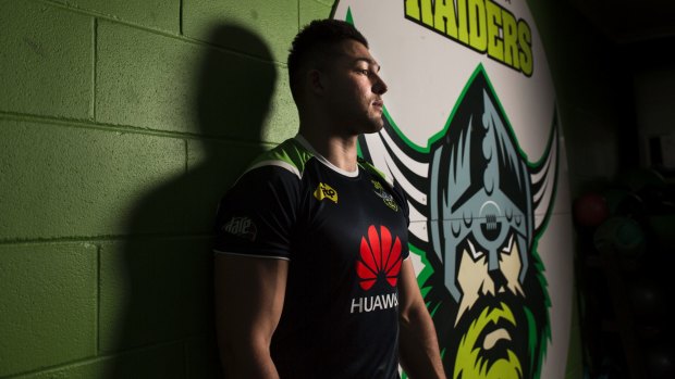 Canberra Raiders winger Nic Cotric is in the Blues frame. Photo: Jamila Toderas