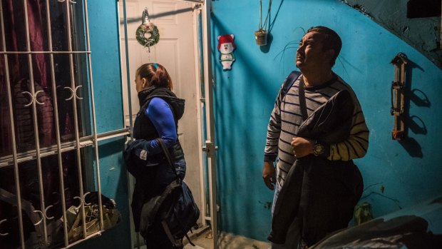 Vicky Delgadillo and Carlos Salda leave their home to search a ranch where they believe their missing children are buried, in Xalapa, Mexico, June 6, 2017. 