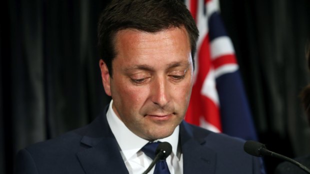 Liberal leader Matthew Guy ponders his party's massive defeat in the Victorian election.