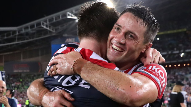 Winning feeling: Cooper Cronk after winning the 2019 NRL premiership with the Roosters.