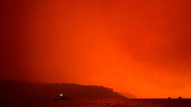 A view of the fires last week from Mallacoota. 