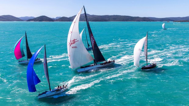 Wild Oats racing off Hamilton Island.