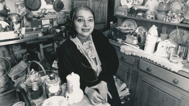 Mirka Mora, in her doll-size, single-fronted, red-brick Edwardian home, 1986