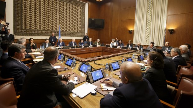 Syria peace talks at the European headquarters of the United Nations in Geneva in February 2016.