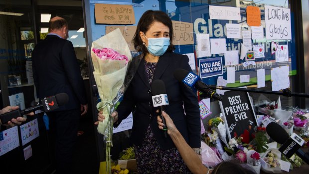 Former premier Gladys Berejiklian visits her electoral office in Northbridge last week. 