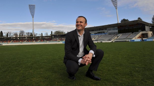 ACT Chief Minister Andrew Barr at Manuka Oval. 