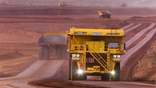 Autonomous trucks at Rio Tinto's West Angelas mine.